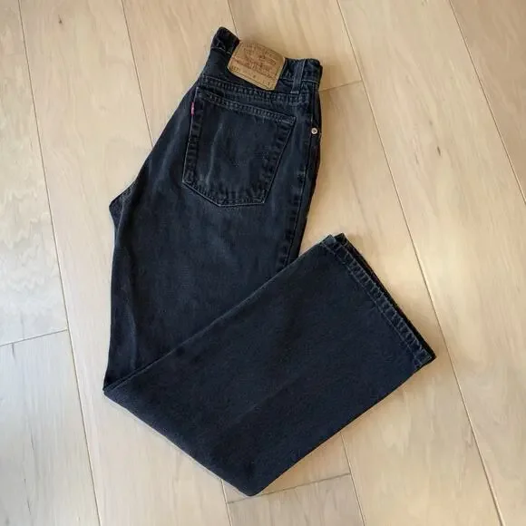 Vintage Levis 517 Jeans 30 Black 80s Dark Wash Denim Made in USA Boot Cut 0217